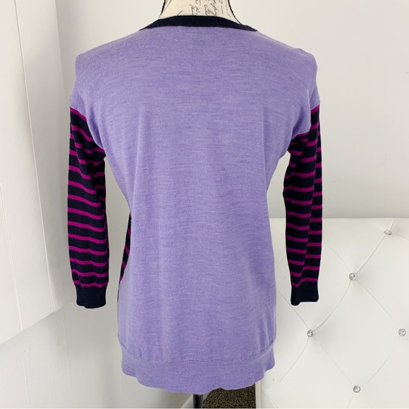 J. Crew Crew Neck 100% Merino Wool Pullover 3/4 Sleeve Striped Sweater XXS/XS/S - Picture 7 of 9